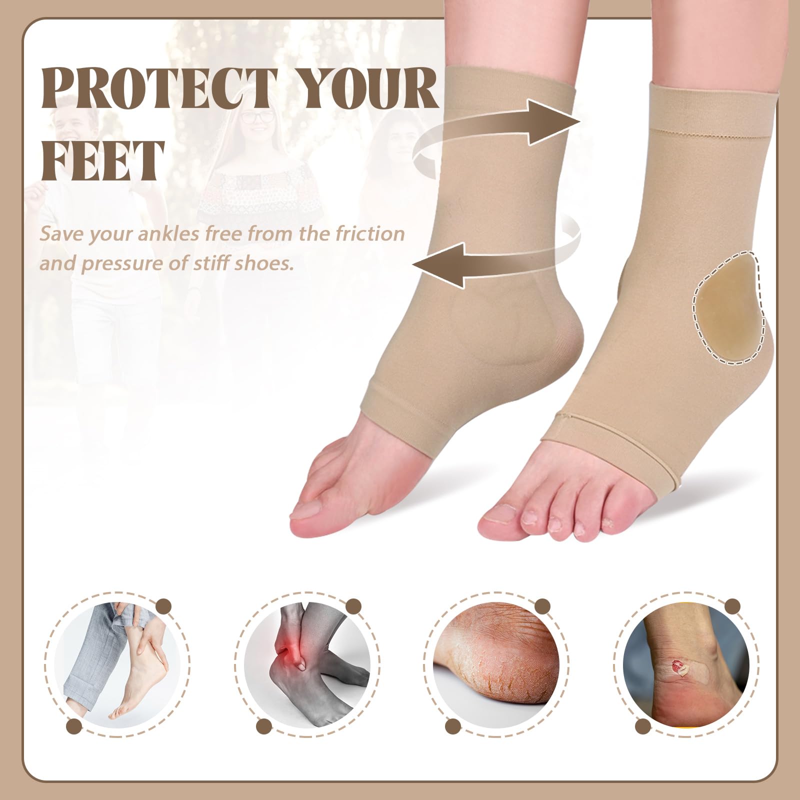 2 pares de calcetines protectores de tobillo con almohadilla de gel, calcetines de patinaje malleolar acolchados para patinaje artístico, rodillo, esquí, hockey, botas, soporte, cojín de