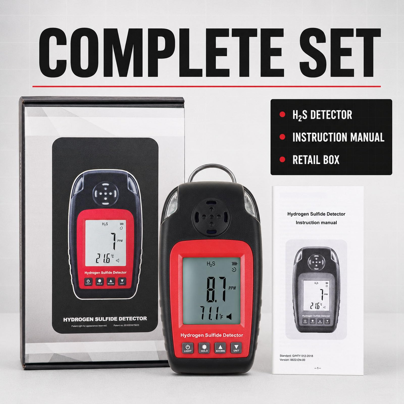 Detector de Sulfuro de Hidrógeno Detectores de Gas Y Alarmas Electroquímico h2s H₂S Monitor Medidor Sensor Alarma de Envenenamiento Pantalla LCD Retroiluminación