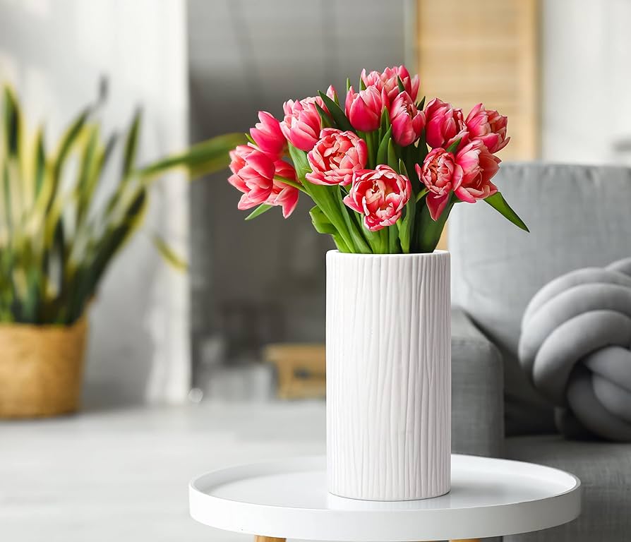 Amazon.com: D'vine Dev 8 Inch Cylinder Vase, White Waterfall