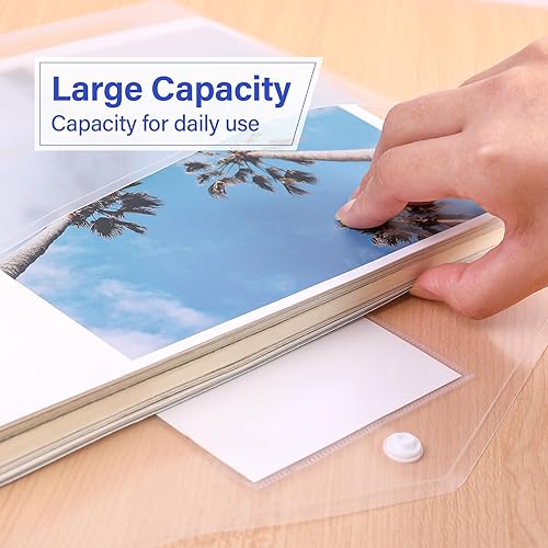 Miniatura 4 de Paquete de 12 sobres de plástico de polietileno, carpetas de documentos transparentes, sobres de archivo tamaño carta A4 con etiqueta y botón de