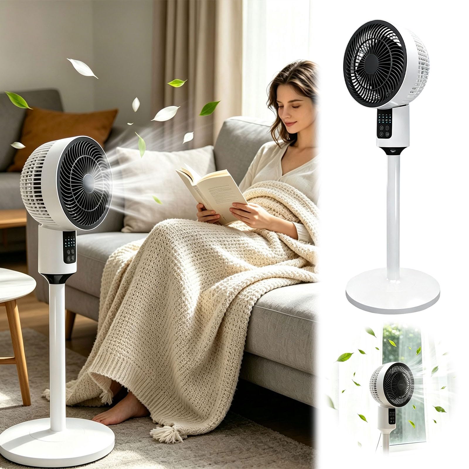 Tragbarer Stand-USB-Ventilator, höhenverstellbar, leise Luftzirkulation, für Zuhause, Schlafzimmer, Schreibtisch, Arbeitsplatz, mit oszillierendem Kopf, mehrere Geschwindigkeitsstufen