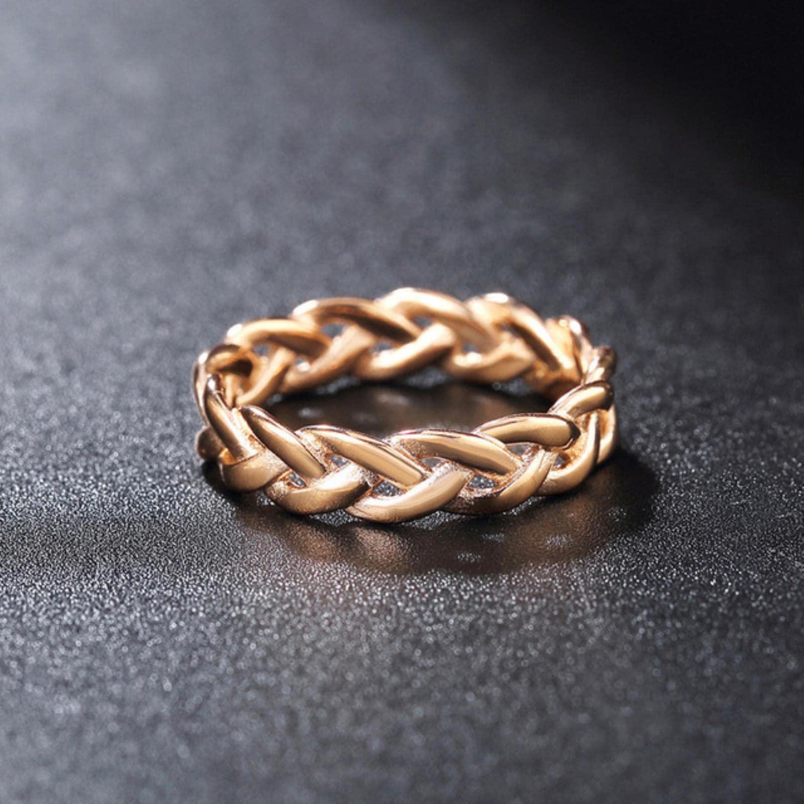 Retro Fashion Stainless Steel Braided Celtics Knot Ring Punk