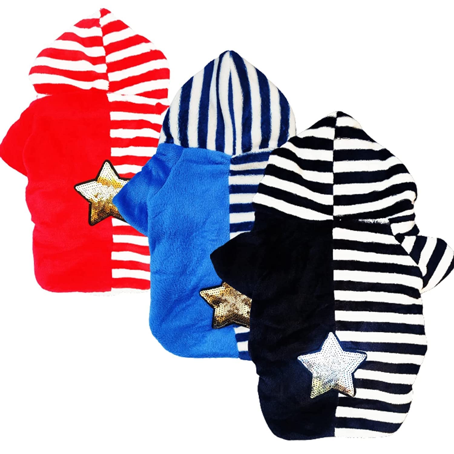 Petlicious & More® Design - Star Dogs Winter Hoodie for Dogs, Soft Fleece Puppy Clothes Doggie Shirt Winter Outfits Sweatshirt for Small Dogs, Puppies & Cats (Size - 14 Inches, Color - Black) 3
