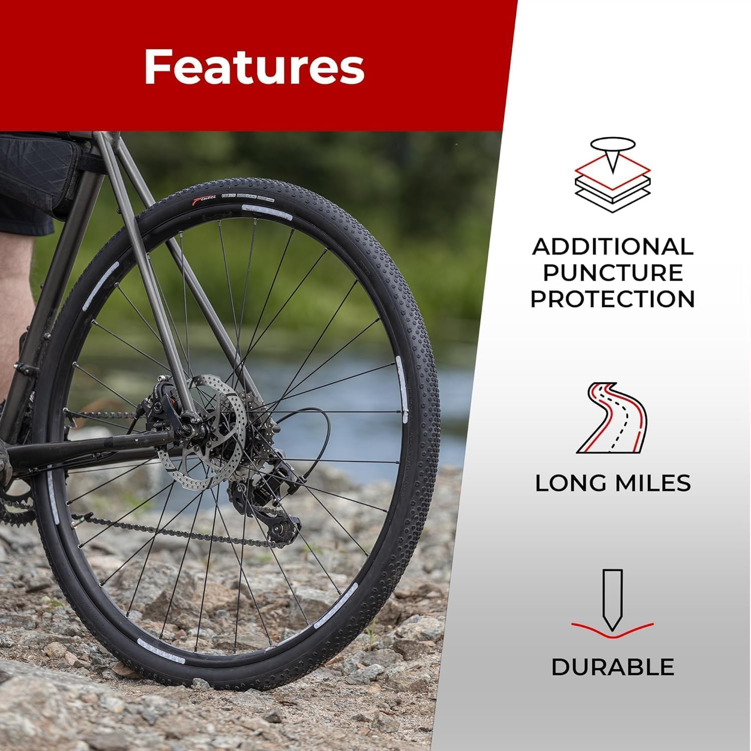 Fincci Opony rowerowe 700 x 38 c, 40-622 - para płaszcza rowerowego 28 cali z ochroną przed przebiciem 1 mm i 2 dętką rowerową 40-622 wentyl Presta – Gravel Falt opony 60 TPI do rowerów elektrycznych