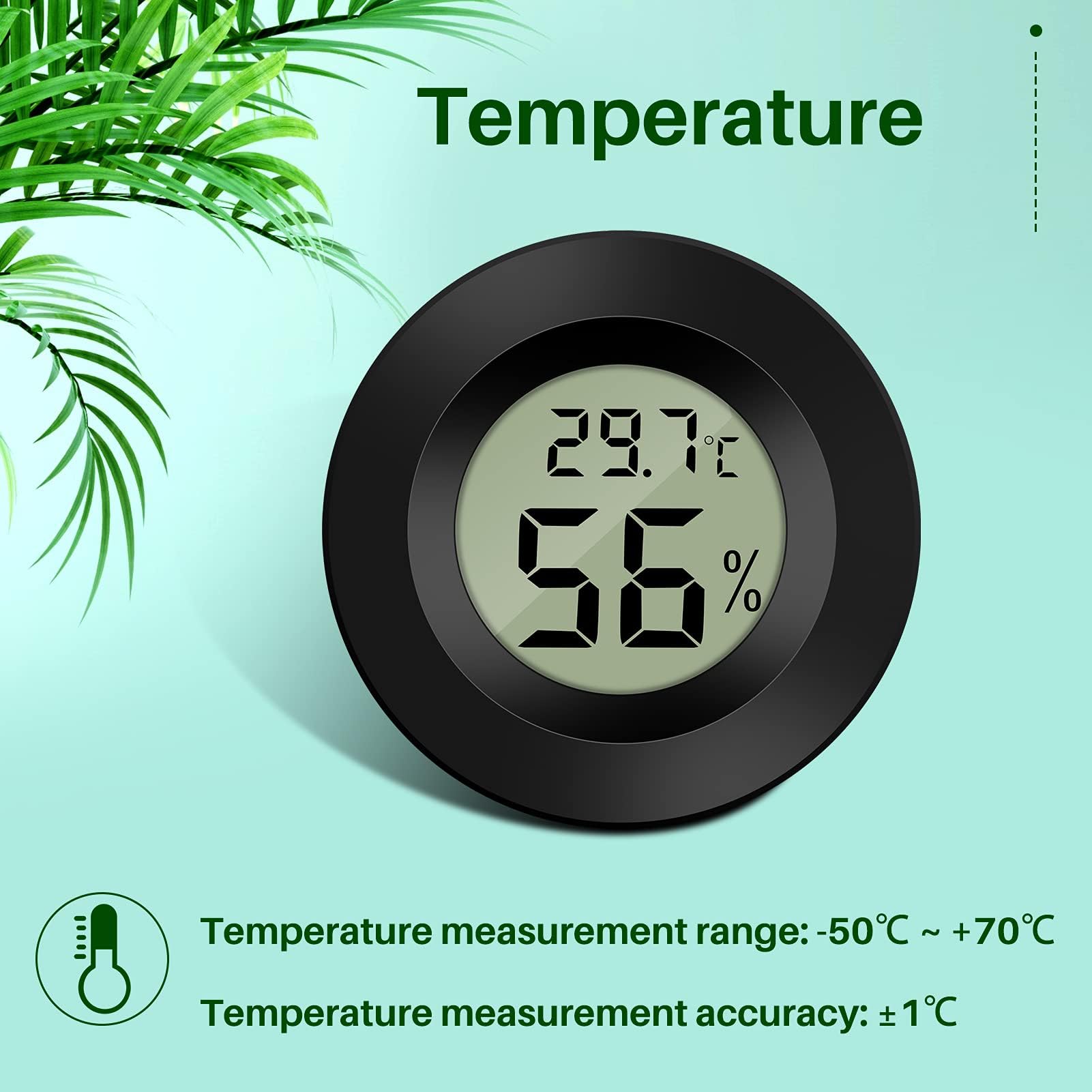 zalati Termometry dla gadów 2 szt. Wbudowany termometr higrometr 2 w 1 LCD do terrarium cyfrowy inkubator drobiu - 1 sztuka czarny i 1 szt. biały