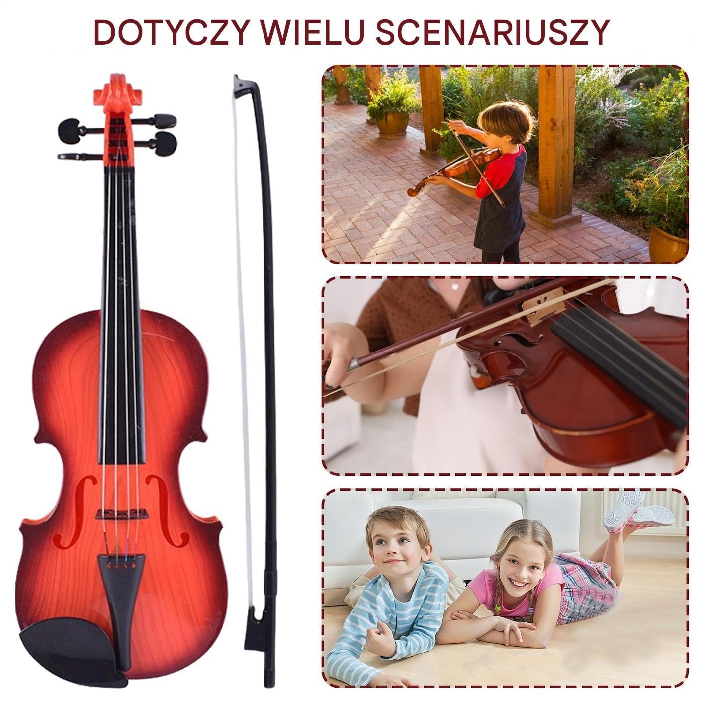 Skrzypce Zabawkowe,Skrzypce Dla Niemowląt - Regulowany Strunowy Instrument Muzyczny Dla Początkujących Dom Podróże Urodziny Przedszkolaki Chłopcy Dziewczynki