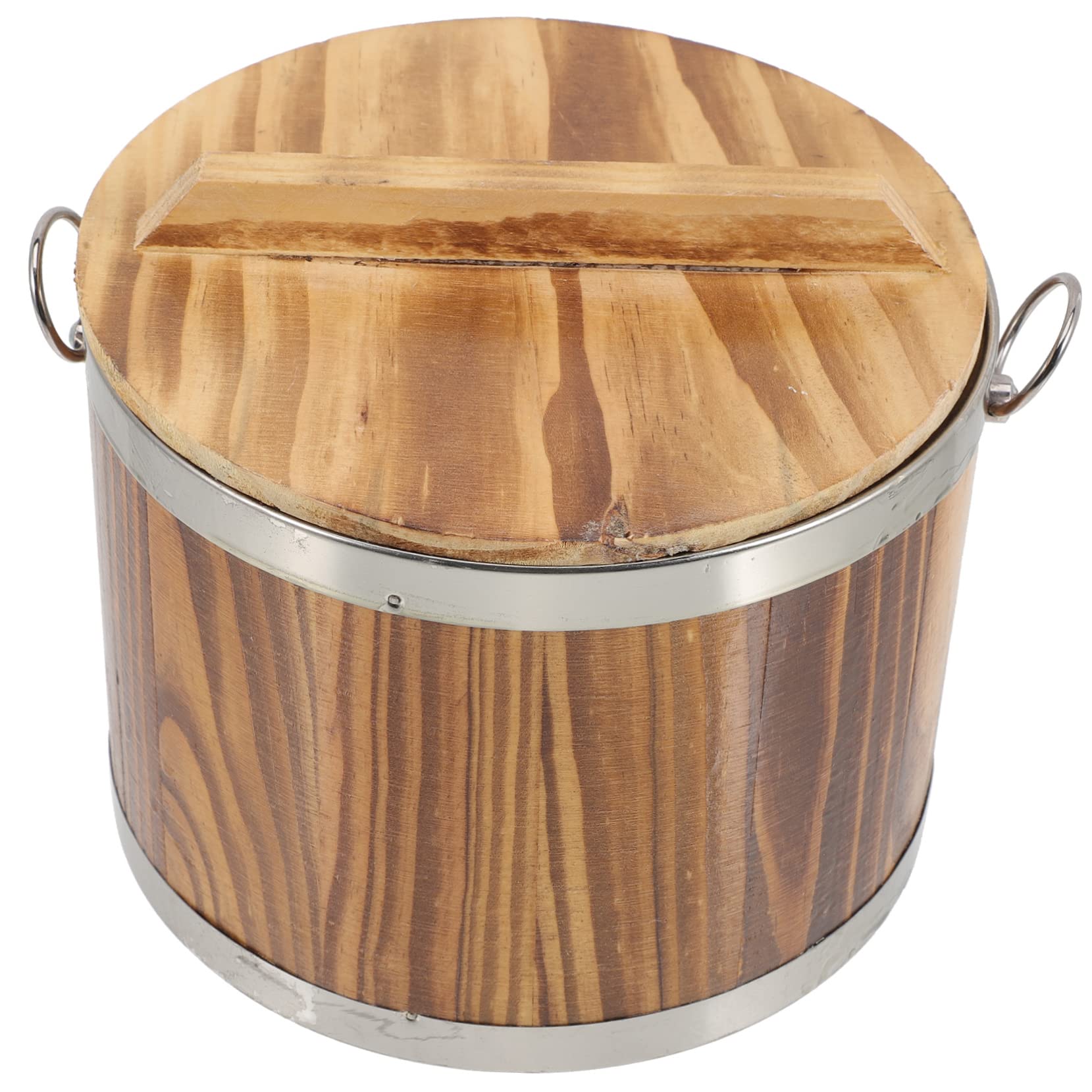 ABOOFAN Contenitore Secchio Compatto e Salvaspazio in Legno Coperchio per Riso al Vapore per Sushi e Cucina Domestica