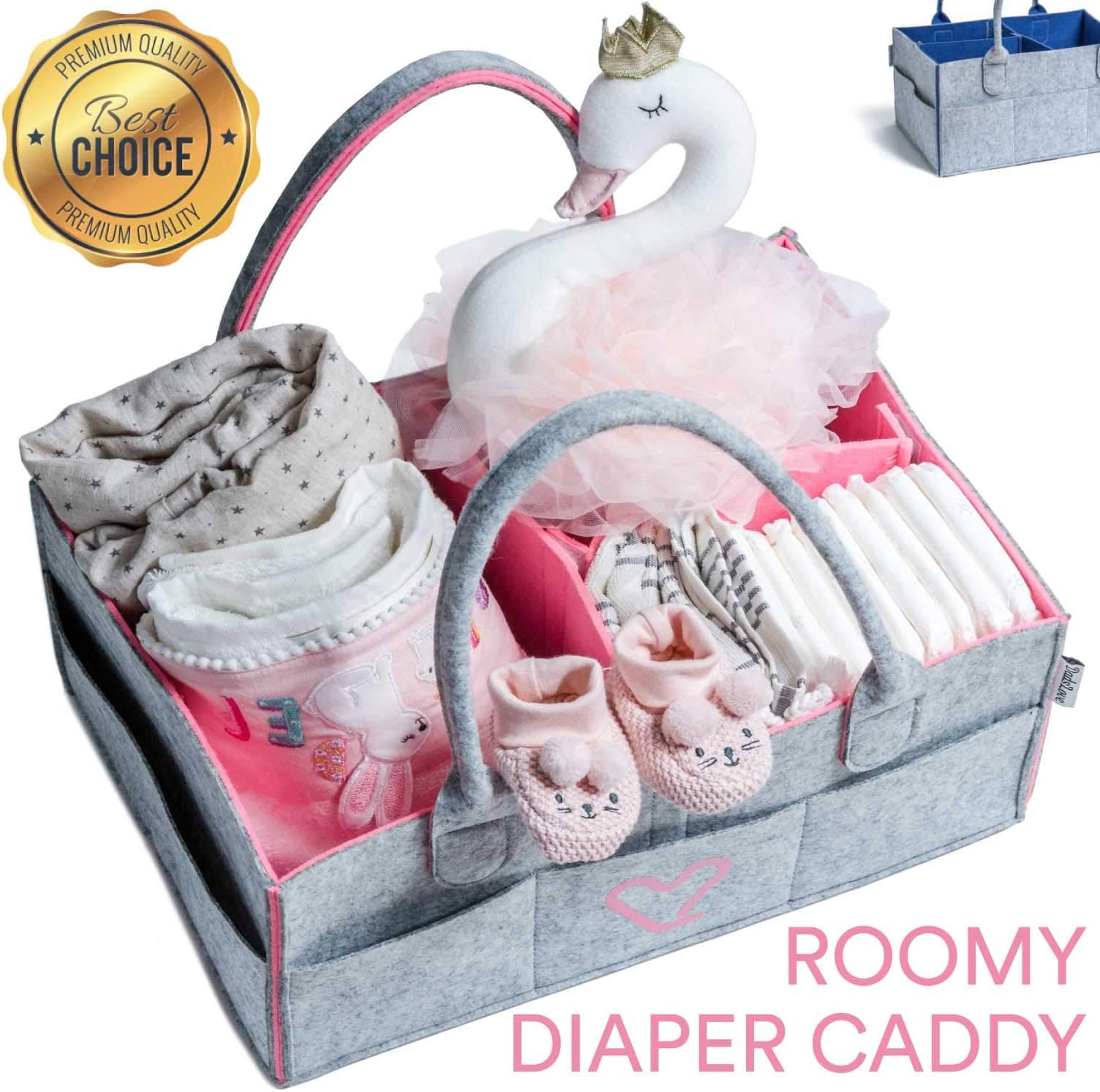 Diaper Caddy｜Diaper Caddy Organizer｜Nursery Organizer｜Baby Shower Gift｜Nursery Storage bin for Diapers and Wipes (Pink)
