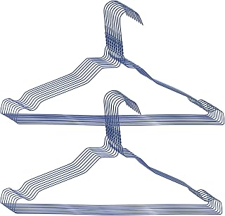 RSR Hangers Perchas de alambre de metal, 50 unidades, color azul monocolor, juego de perchas de alambre de metal, 40 cm, ahorro de espacio
