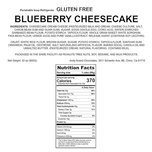 Miniatura 2 de Andy Anand Lujosa tarta de queso de arándanos sin gluten, recién horneada con queso crema real de California, sin conservantes, perfecto para los