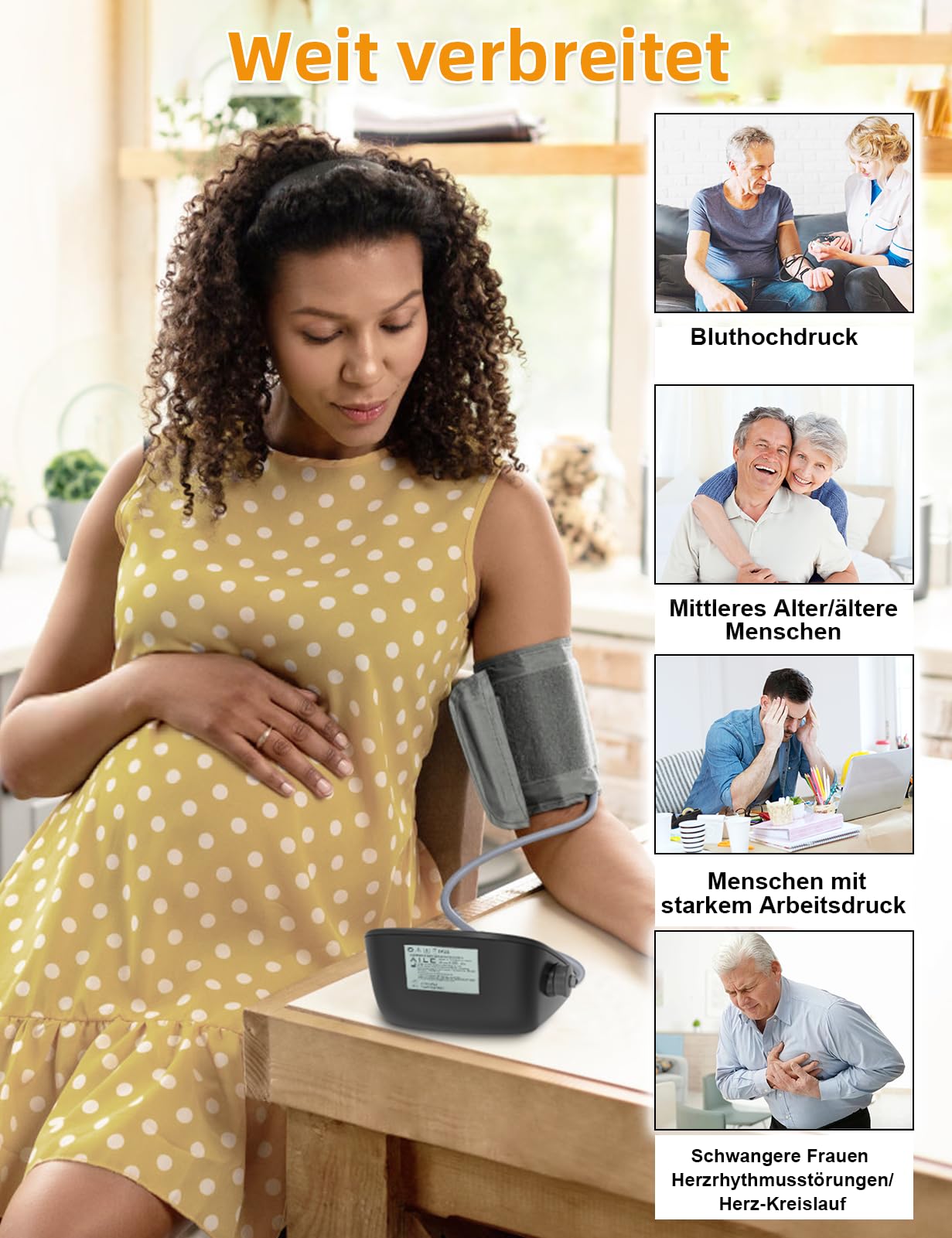 AILE Oberarm Blutdruckmessgerät für den Hausgebrauch,Digitale Blutdruckmessgeräte mit Verstellbar Große Manschette (22-42 cm) Automatisches Bluthochdruck Messgerät Einknopfbedienung