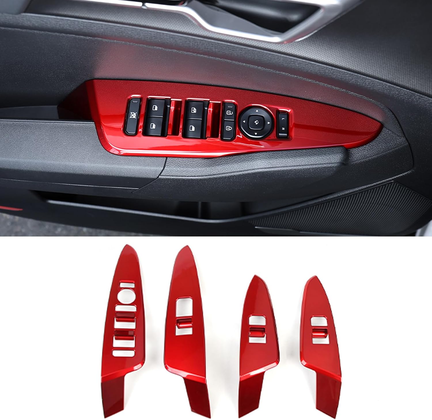 Window Switch Panel Cover Compatible with Kia Sportage 2026 Accessories, Automotive Interior Upgrades-Red