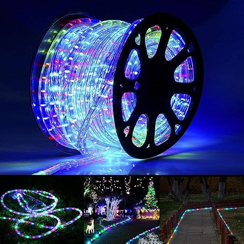 Guirnalda de luces de Navidad, 720 luces LED de 98 pies, conectable para interiores y exteriores, tubo transparente, iluminación decorativa para
