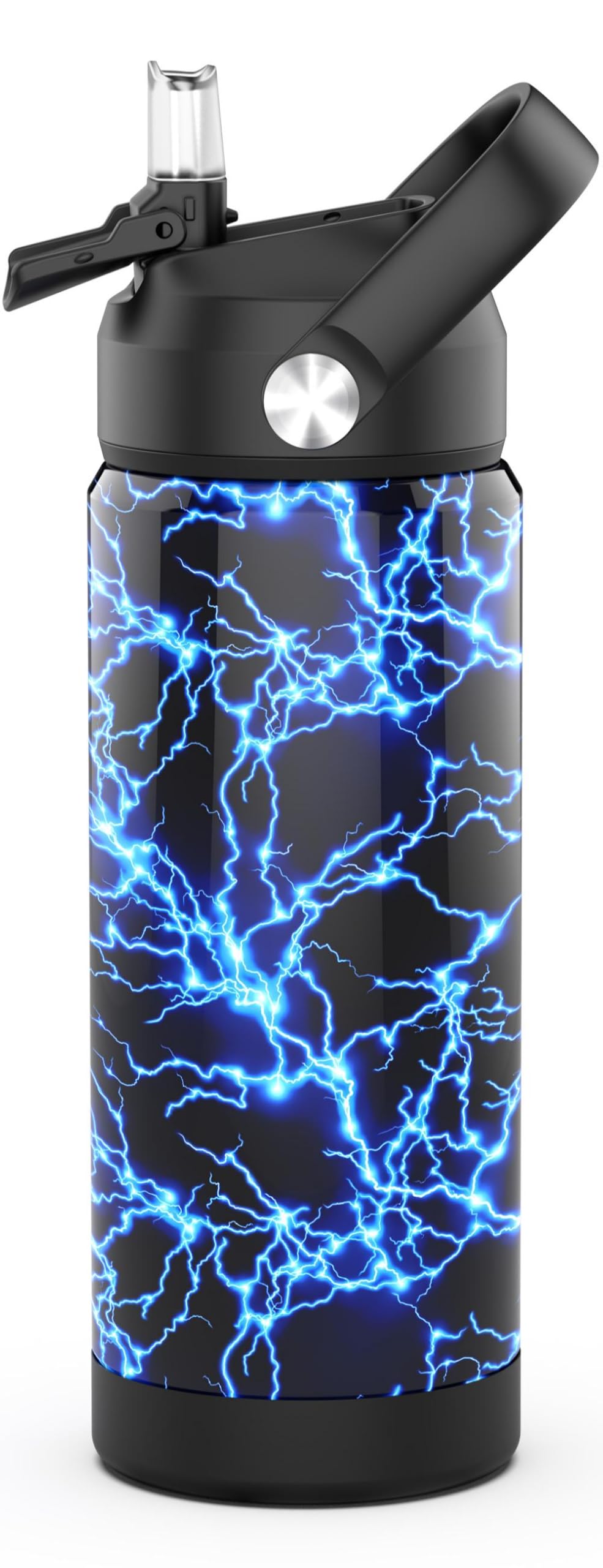 ntskood Boys Lightning Water Bottle for School，Kids 18 oz Insulated Stainless Steel Cup with Straw, Double-Wall Vacuum Leakproof — image 1