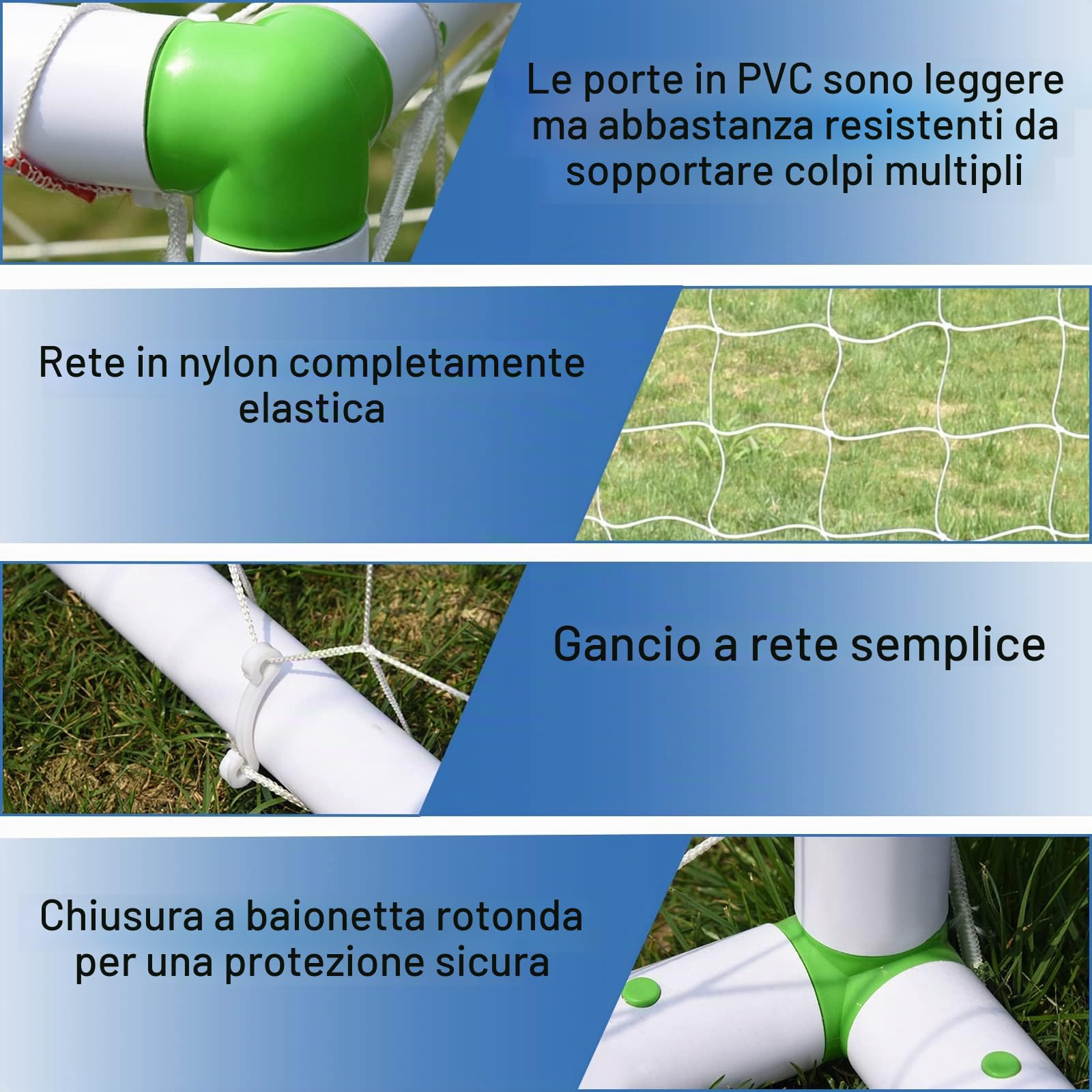 LZQ Porta da calcio con rete per bambini e adulti, resistente alle intemperie, adatta per giardino o club di calcio, 180 x 120 x 80 cm