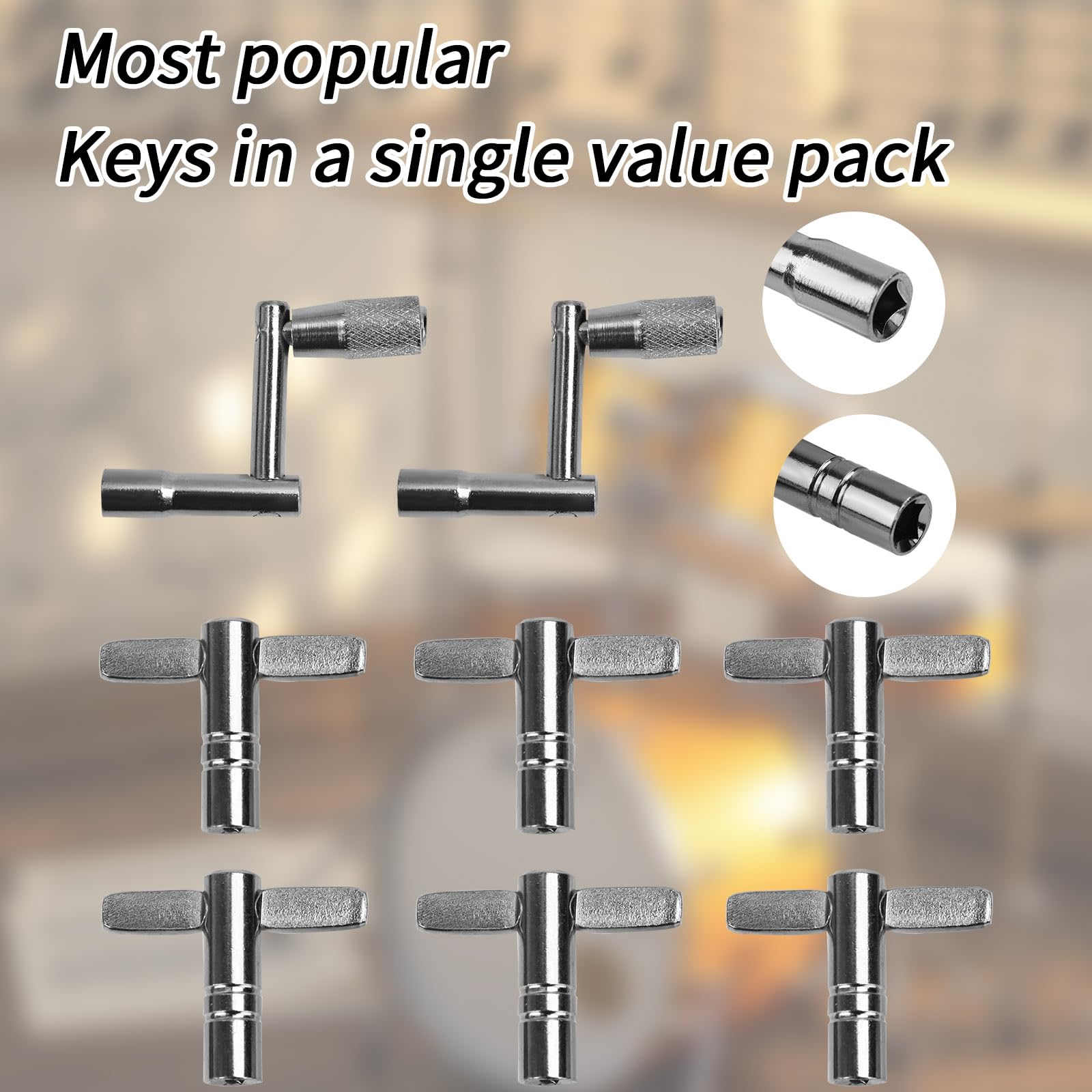 BOXOB Drum Key Drill Bit Set, 6pcs Standard Square Lug Drum Key & 2pcs Fast Rotary Drum Keys Music Tuning Accessories for Turning Drum - Image 4