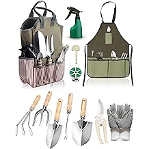 Цэцэрлэгийн багаж хэрэгсэл, Бесвилл 12 ширхэг Хүнд даацын багаж хэрэгсэл Цэцэрлэгийн гар хийцийн гар цүнх, Apron, Rust-Prof зэвэрдэггүй ган цэцэрлэг, модон бариул, Эмэгтэй эрчүүдэд зориулсан санаа