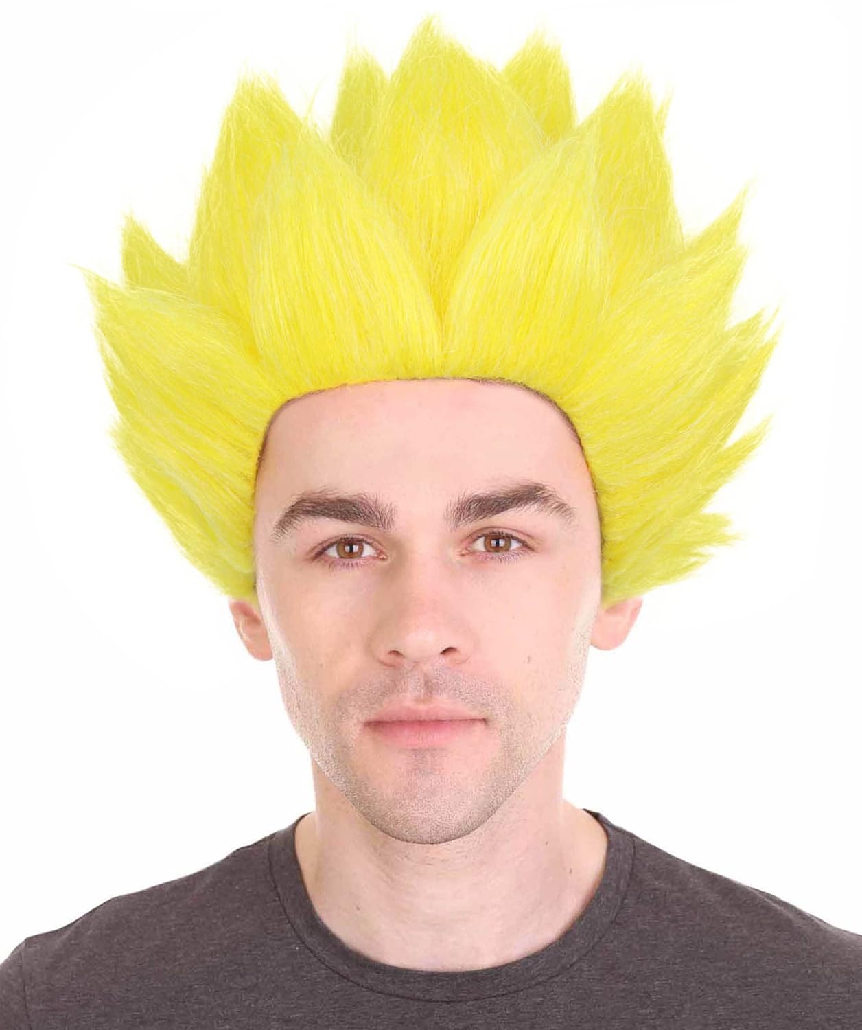 HPO Adult Men’s Anime Young Fighter Nine Tail Yellow Blonde Spiky Wig,Perfect for your Halloween & Cosplay Party,Capless Cap Design for Comfort & Fitting!