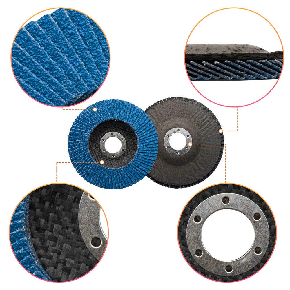 Lot de 10 disques abrasifs à lamelles de 115 mm Grain 40 60 80 120 pour meuleuse d'angle (80 mm)