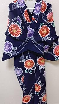 ネイビー花柄浴衣・ 浴衣単品「 NaturalFurifu ひまわり 」(FREE ネイビー): ふりふ