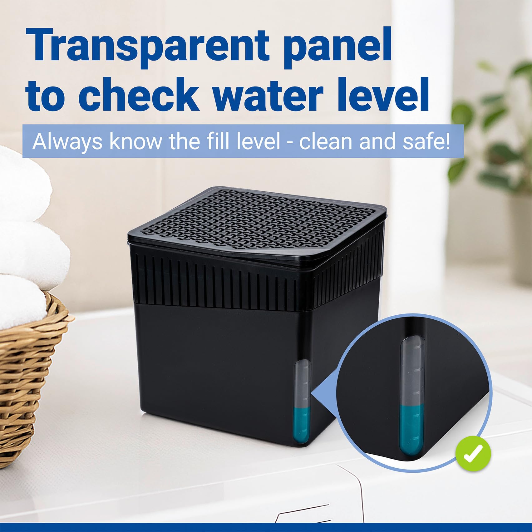 Wenko Deumidificatore Cube 1000 g, per ambienti fino a 80 m³, previene muffa e cattivi odori, senza elettricità, silenzioso, ricaricabile, nero