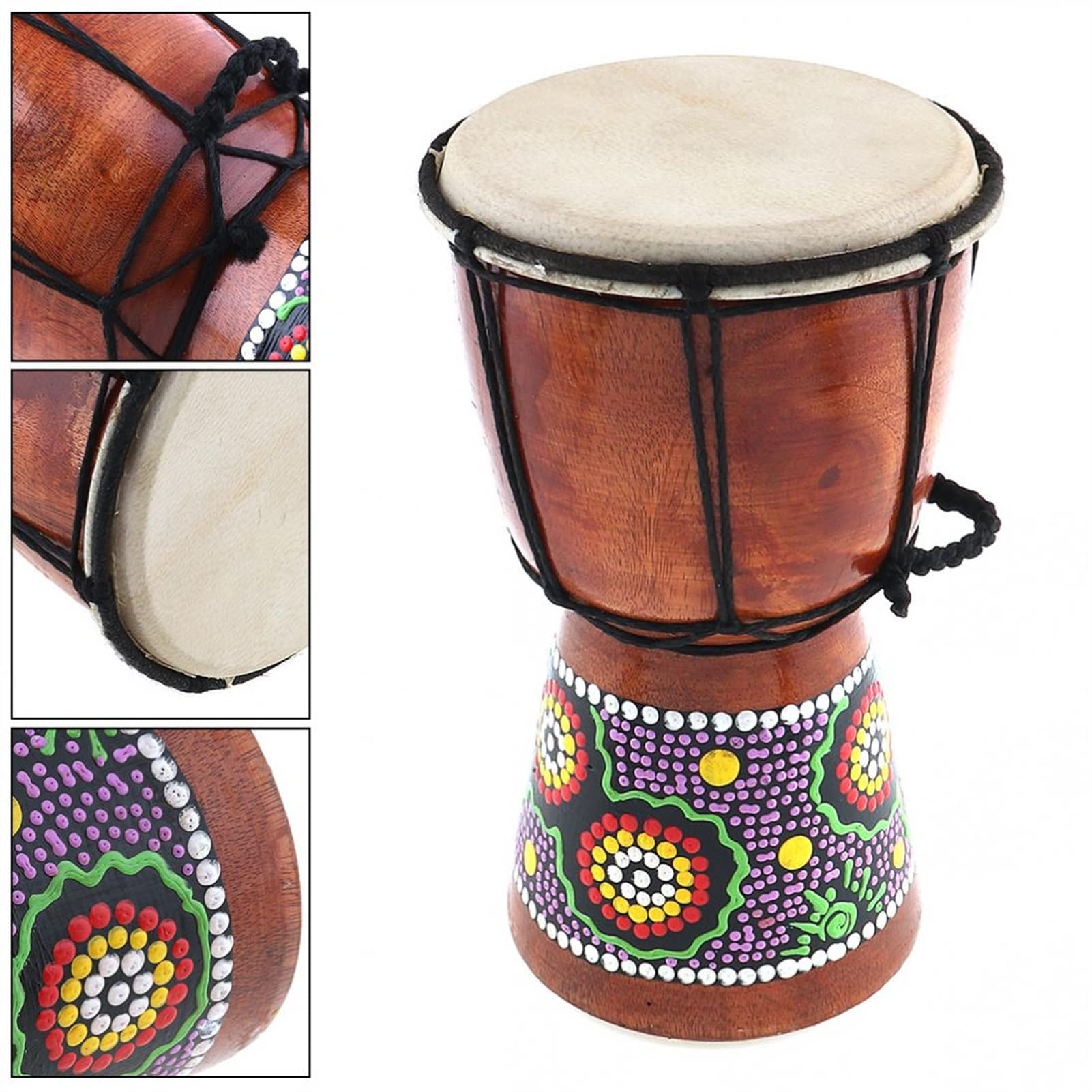 FLFL Djembe Tambor 4 Pulgadas De 6 Pulgadas Profesional Tradicional Africano Djembe Tambor De Madera Cabra Piel De Madera Buen Sonido Instrumento Musical (Color : 4 Inch)
