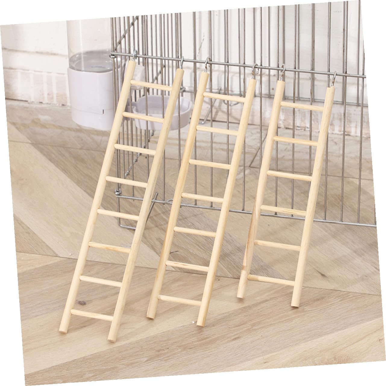 Set 6 Scale in Legno per Pappagalli e Piccoli Calopsite, Giocattolo Arrampicata da Gabbia Appeso, per Arricchire le Attività e Affilare gli Artigli