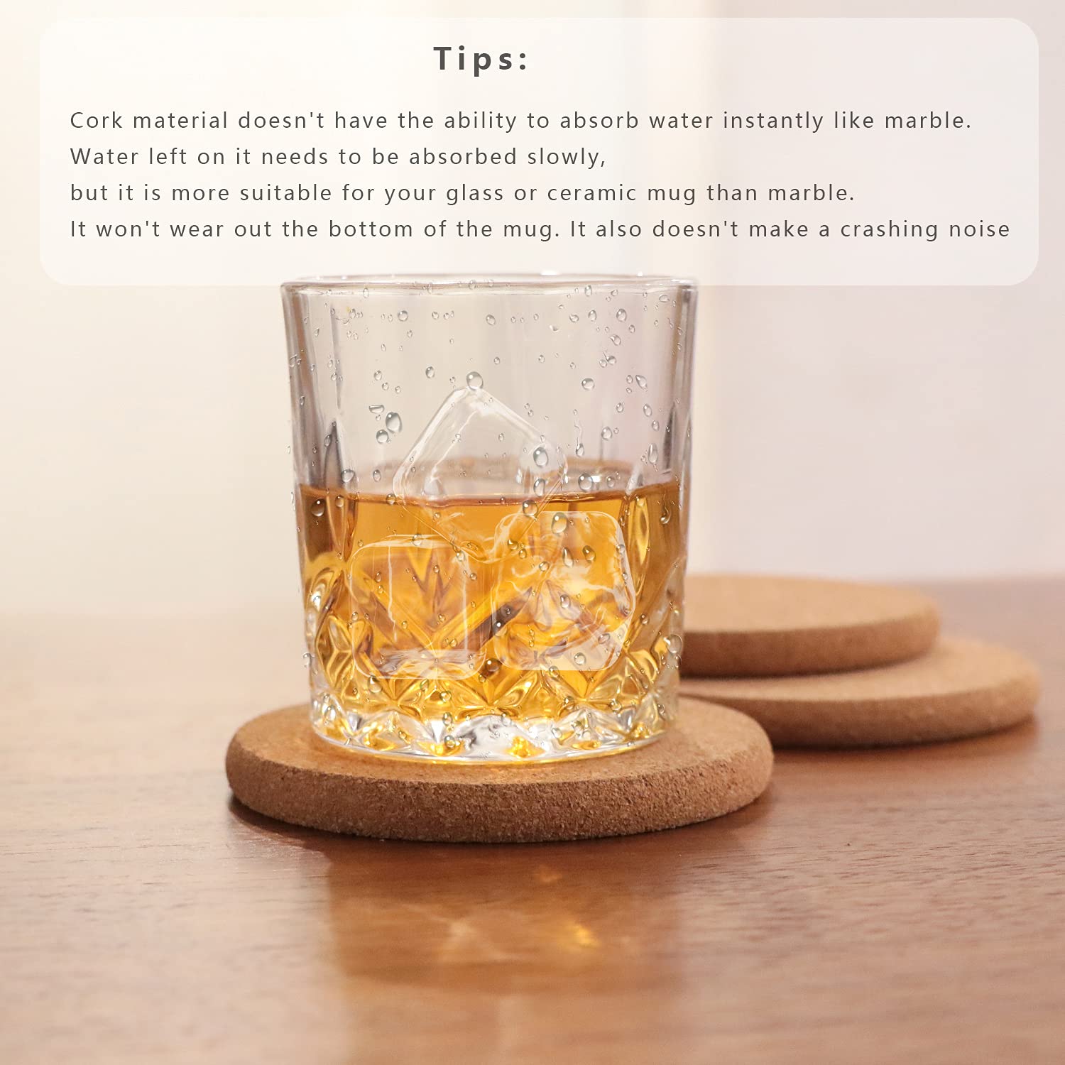 Posavasos de corcho para bebidas, juego de posavasos absorbentes adecuados para bar, mesa de madera y exteriores. Alfombrillas de 0.4 pulgadas más gruesas, almohadillas protectoras de muebles de