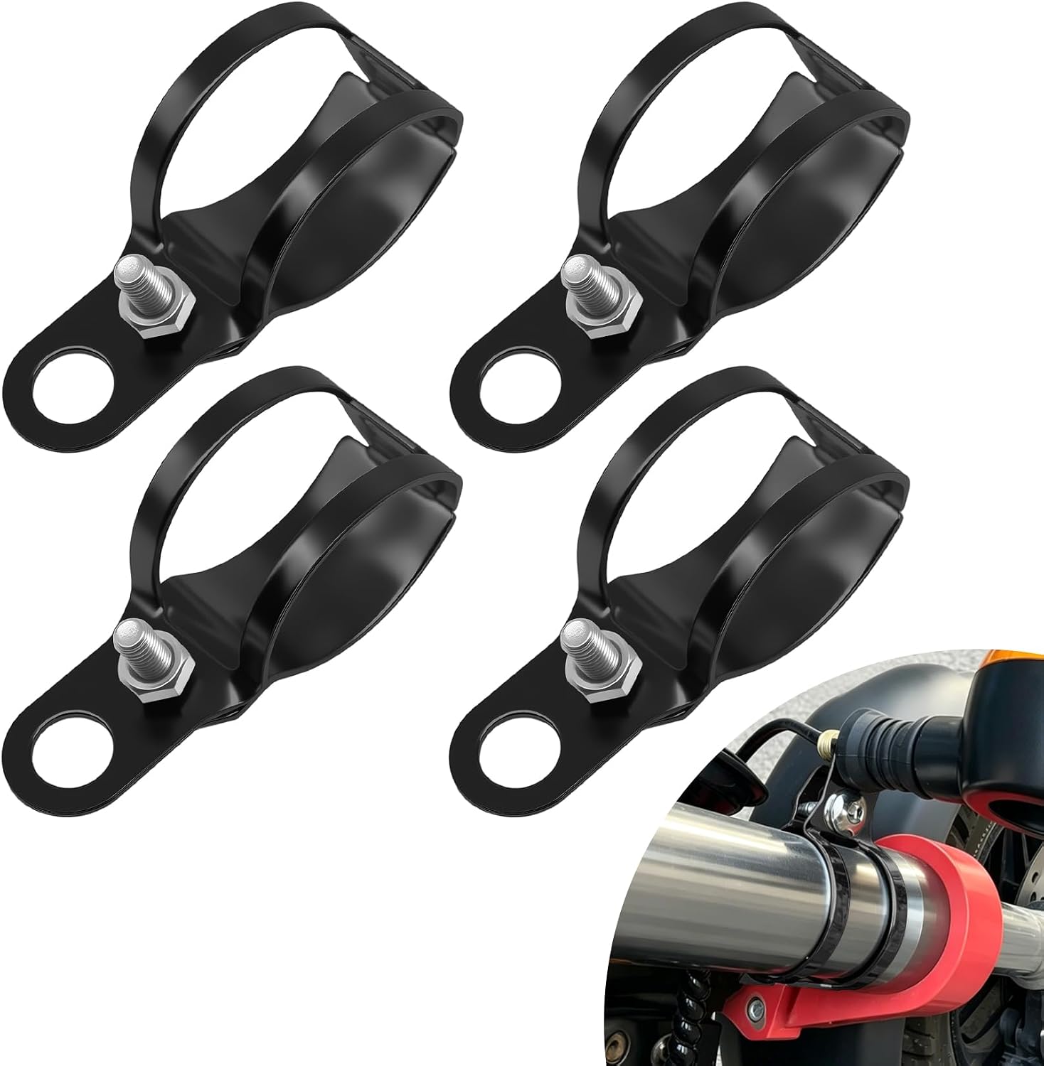 4PCS Motorbike Turn Signal Mount Bracket, Motorcycle Fork Light Mount Clamp, Metal Motorcycle Modified Turn Signal Light Indicator Mount, Spotlight Mount Bracket Extension Tube Clamp for Cars