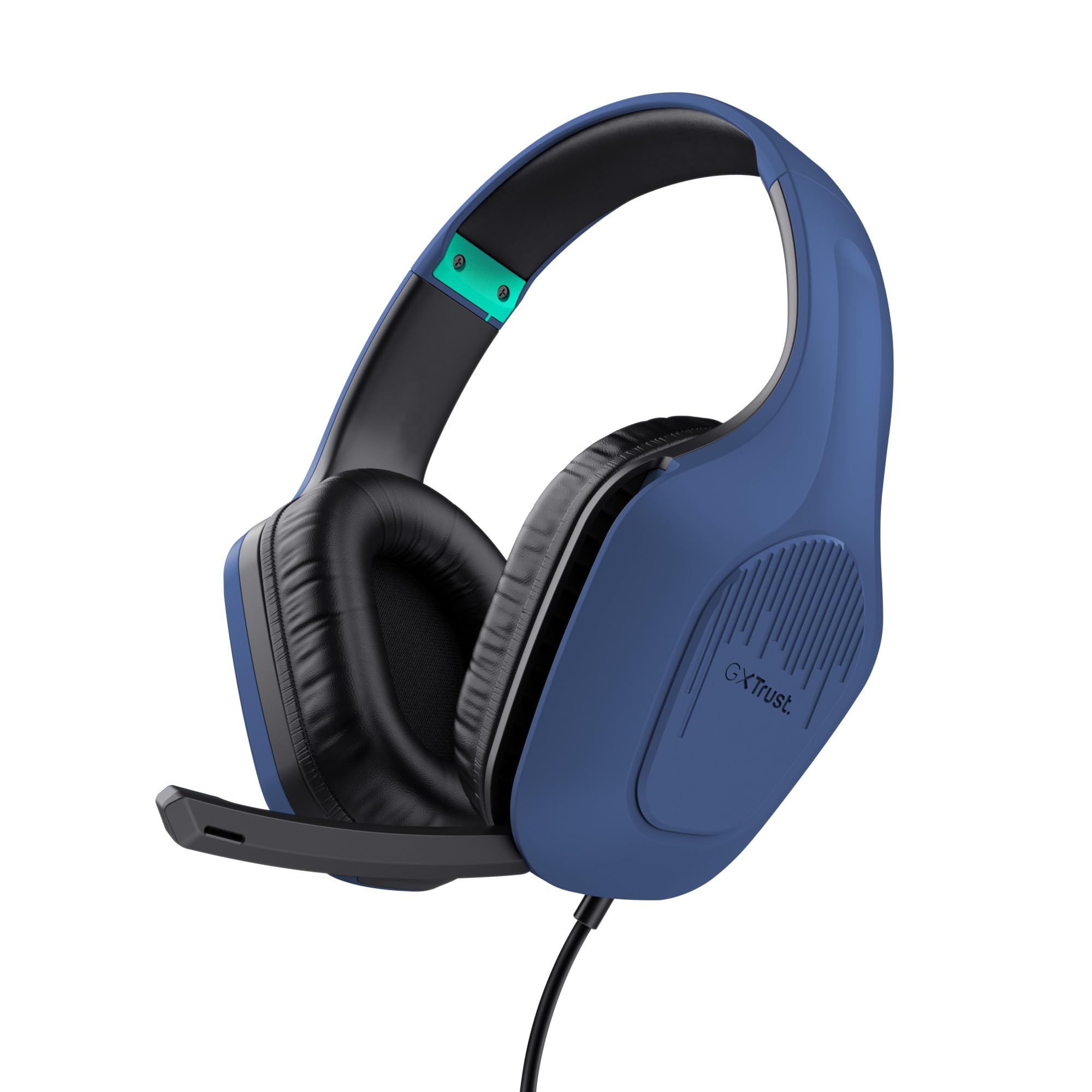 Trust Gaming GXT 418B Rayne Cuffie Gaming Leggere per PC Xbox PS4 PS5 Switch Mobile, Driver da 50 mm, Jack Audio 3.5 mm, Cavo 2m, Cuffie con Microfono Over-Ear, Blu