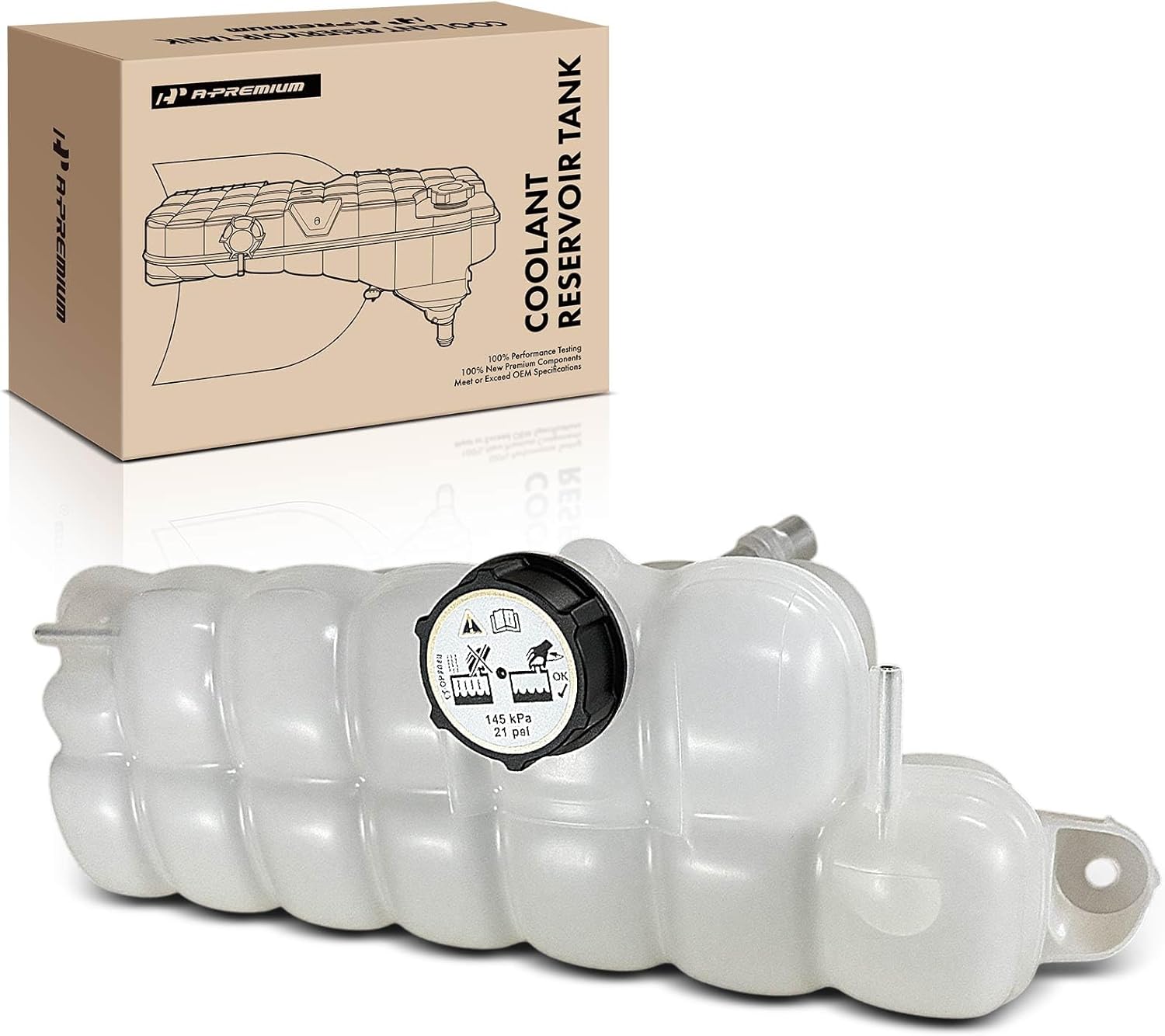 A-Premium Front Engine Coolant Reservoir Tank with Cap Compatible with Ford F-150 2015-2024, Expedition 2018-2024 & Lincoln Navigator 2018-2024, 2.7L 3.3L 3.5L 5.0L 5.2L