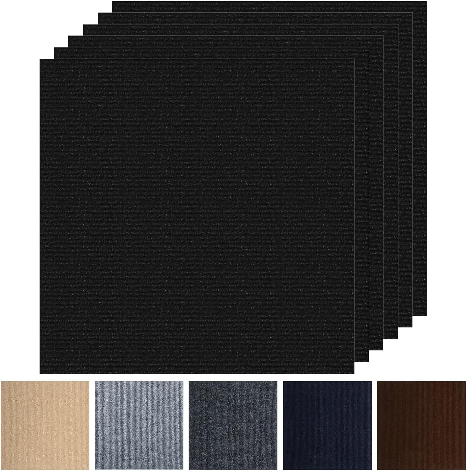 Peel and Stick Carpet Squares 24" x 24", Self Adhesive Non-Slip Carpet Tiles, Peel and Stick Soft Padded Carpet Tiles for Kitchen Bedrooms Indoor Outdoor(10 Tiles/40 sq ft) 10 Pack Black