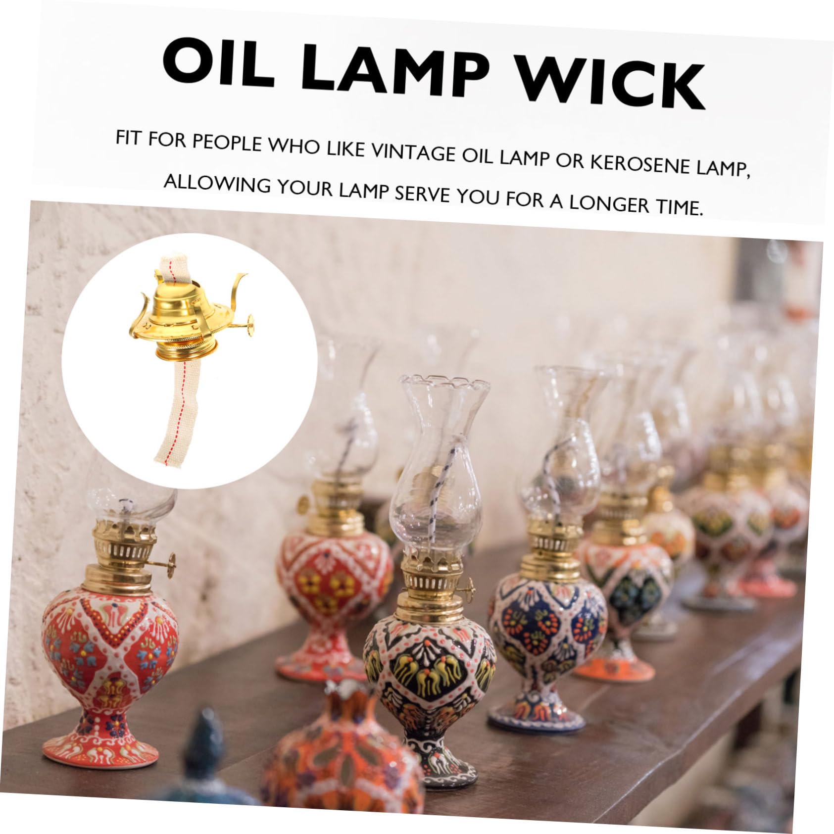 STOBAZA 2ensembles Brûleur Et Mèche De Remplacement pour Lampes à Huile Accessoire Vintage pour Lampes à Pétrole Mèche Longue Ajustable Sécurisée Et Pratique pour Usage Intérieur