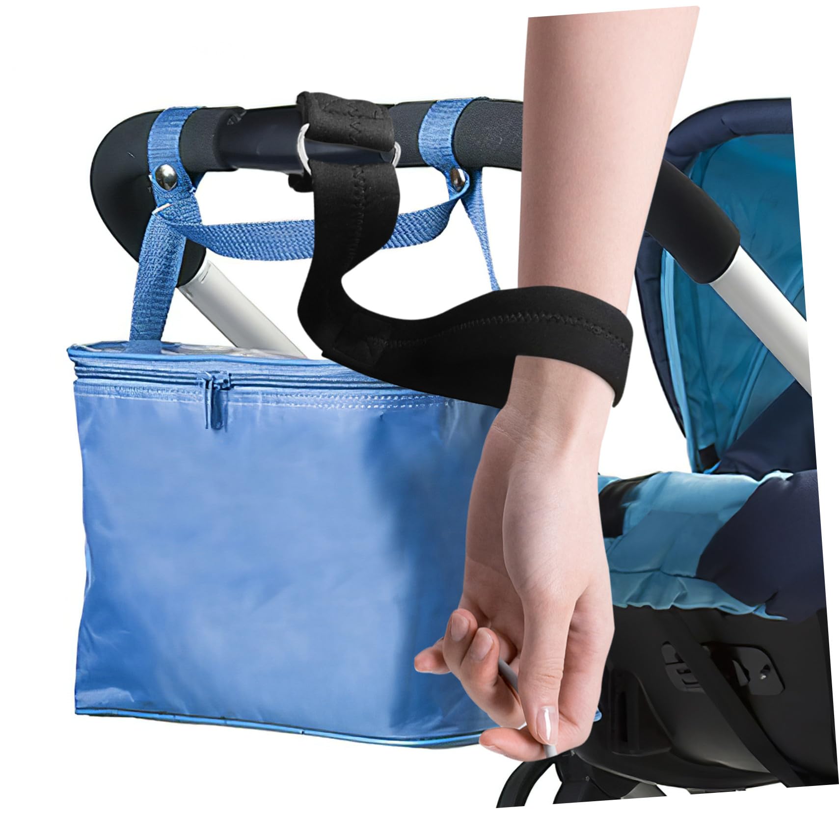 Bracciale di Sicurezza per Passeggino e Carrello Nero in Neoprene | Cinturino Antiscivolo, per Shopping Cart e Stroller, Accessorio da Polso