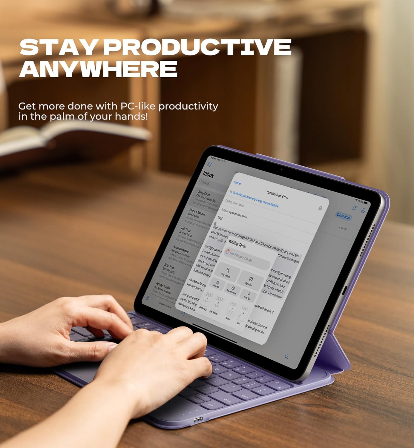 Dexnor Keyboard Case for iPad Air 11 inch (M3 2025/M2 2024) & iPad Pro 11 (4th/3rd/2nd/1st Gen) & iPad Air 5th/4th Gen Case with Keyboard Ultra-Thin Magnetic Detachable Trackpad Backlit, Purple