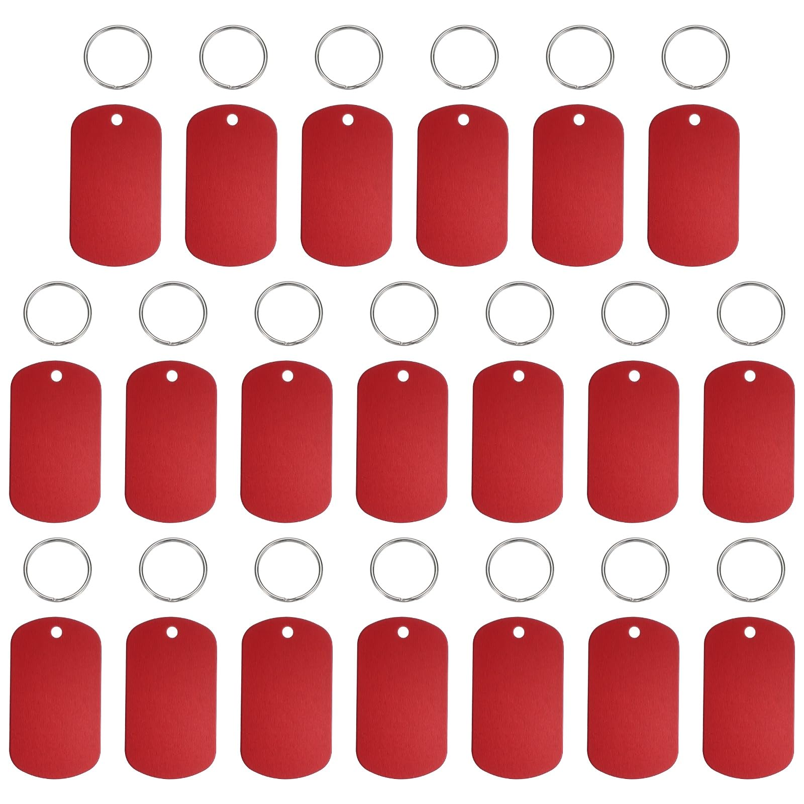 sourcing map Pet ID Tags, Personalized Dog Cat Tag Stainless Steel Aluminum Rectangle Engraved Blank with Key Ring 50 x 29mm, (Red, 20 Pcs), Intended for Dog/Cat/Name/Pendant Crafts