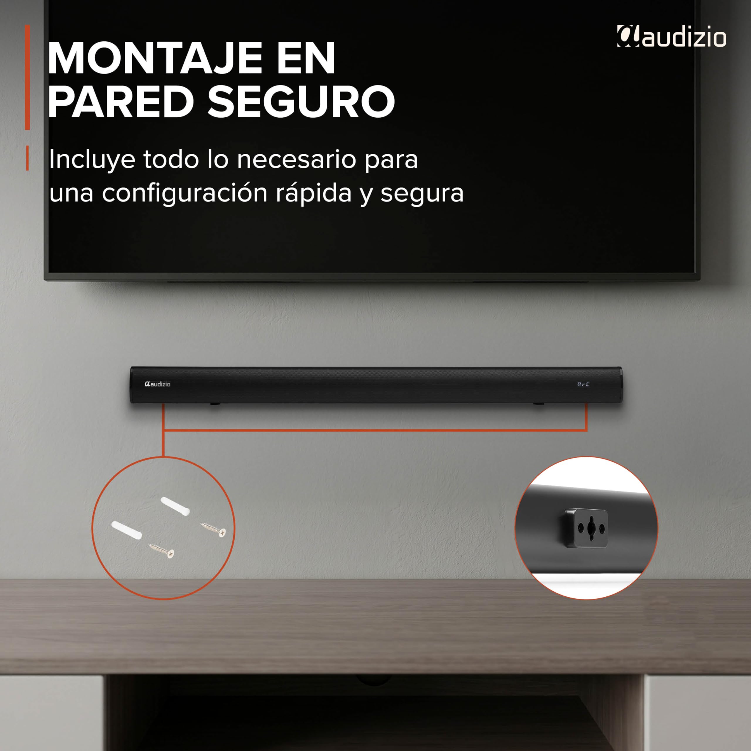 Audizio SB80 – Barra de Sonido 70W con HDMI ARC, Bluetooth 5.3, USB, Entrada óptica y AUX, soundbar 81 cm para TV, Altavoces para televisión con Mando a Distancia, Color Negro