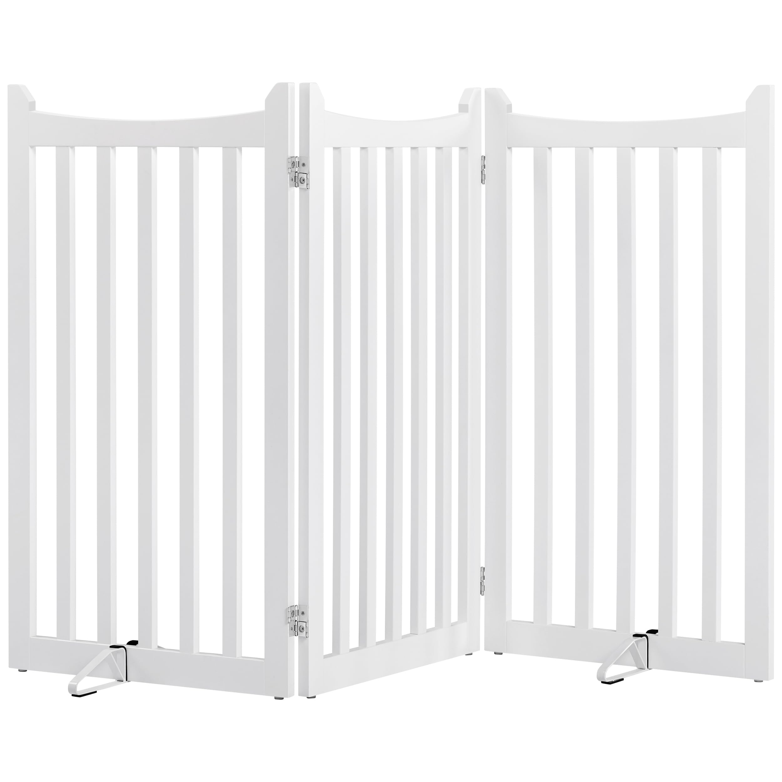 Yaheetech Cancelletto per Cani Pieghevole di Sicurezza in Legno 3 Pannelli 151,5 cm × 90,5 cm Interno Barriera Protettiva con Piedi Antiscivoli Scale Porta Bianco
