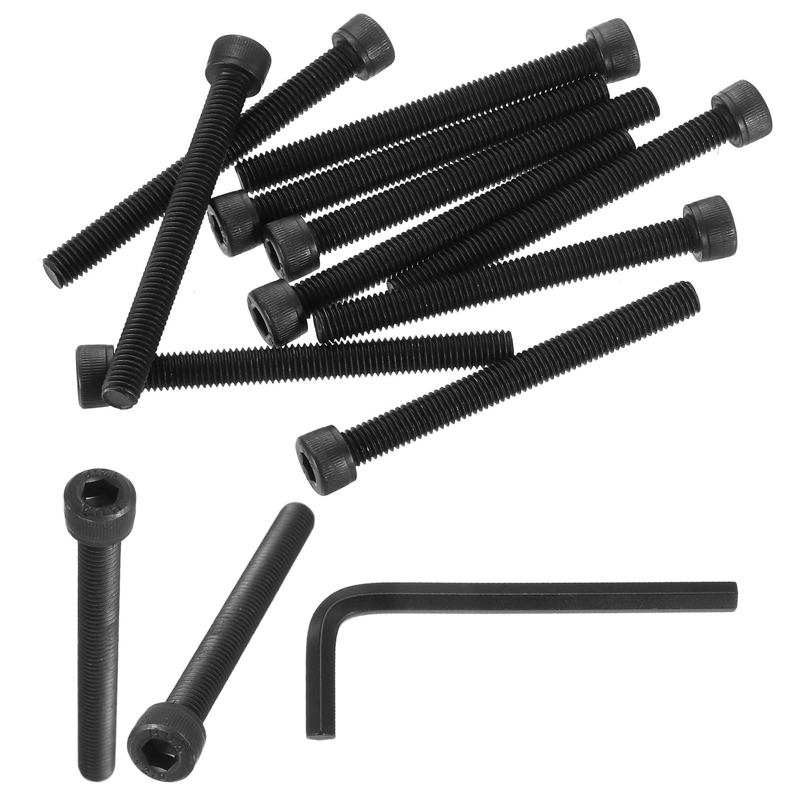 PATIKIL M8 x 80mm Hex Socket Head Screws Cap Bolt, 10 Pack 12.9 Grade Carbon Steel Hexagon Socket Screw Drive Machine with Wrenches, Black