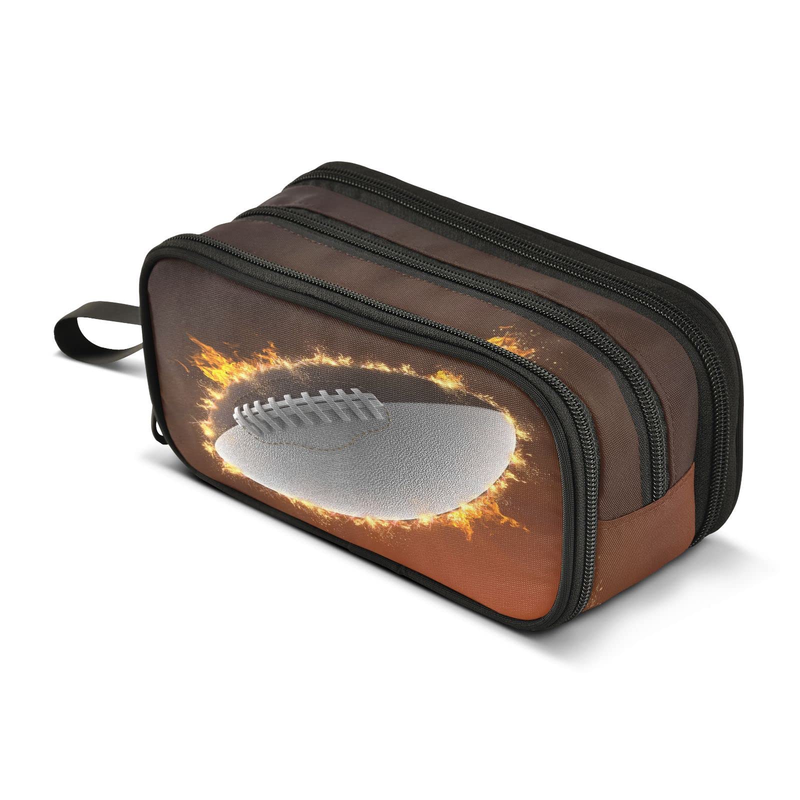 ZAZYXTJ American Football Pencil Case Large Capacity Pencil Pouch | 3 Compartment Storage Canvas Makeup Bag for School Office Teen Girl Boy Men Women