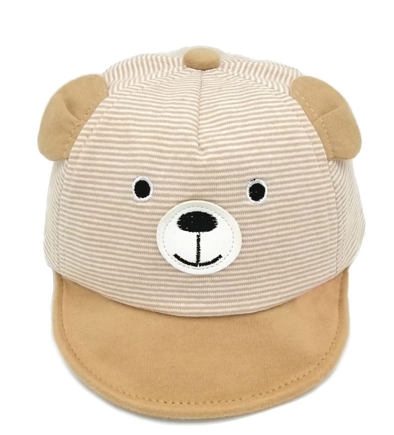 iEasey Newborn Baby Bear Soft Brim Sun Protection Hat Infant Cotton Baseball Cap Travel Anti UV Sun Hat for Baby 3-12 Months