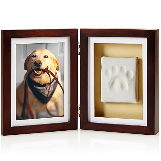 Pearhead Porta-retratos com estampa de pata de cachorro ou gato com kit de impressão de argila, perfeito para amantes de animais de estimação, expresso