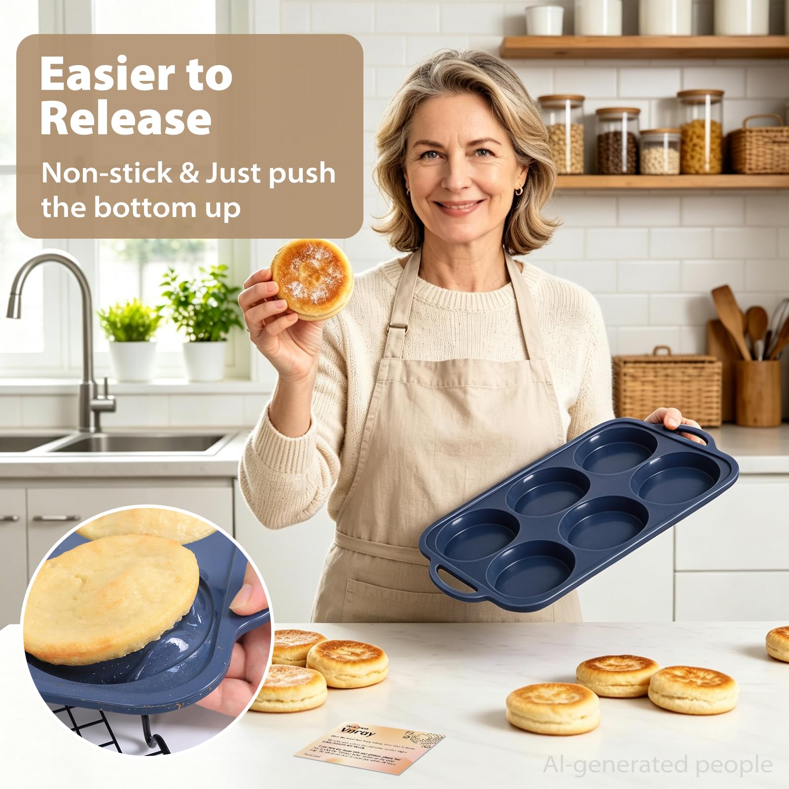 Jumbo Silicone Muffin Top Pan - Non Stick & Easy Clean -3