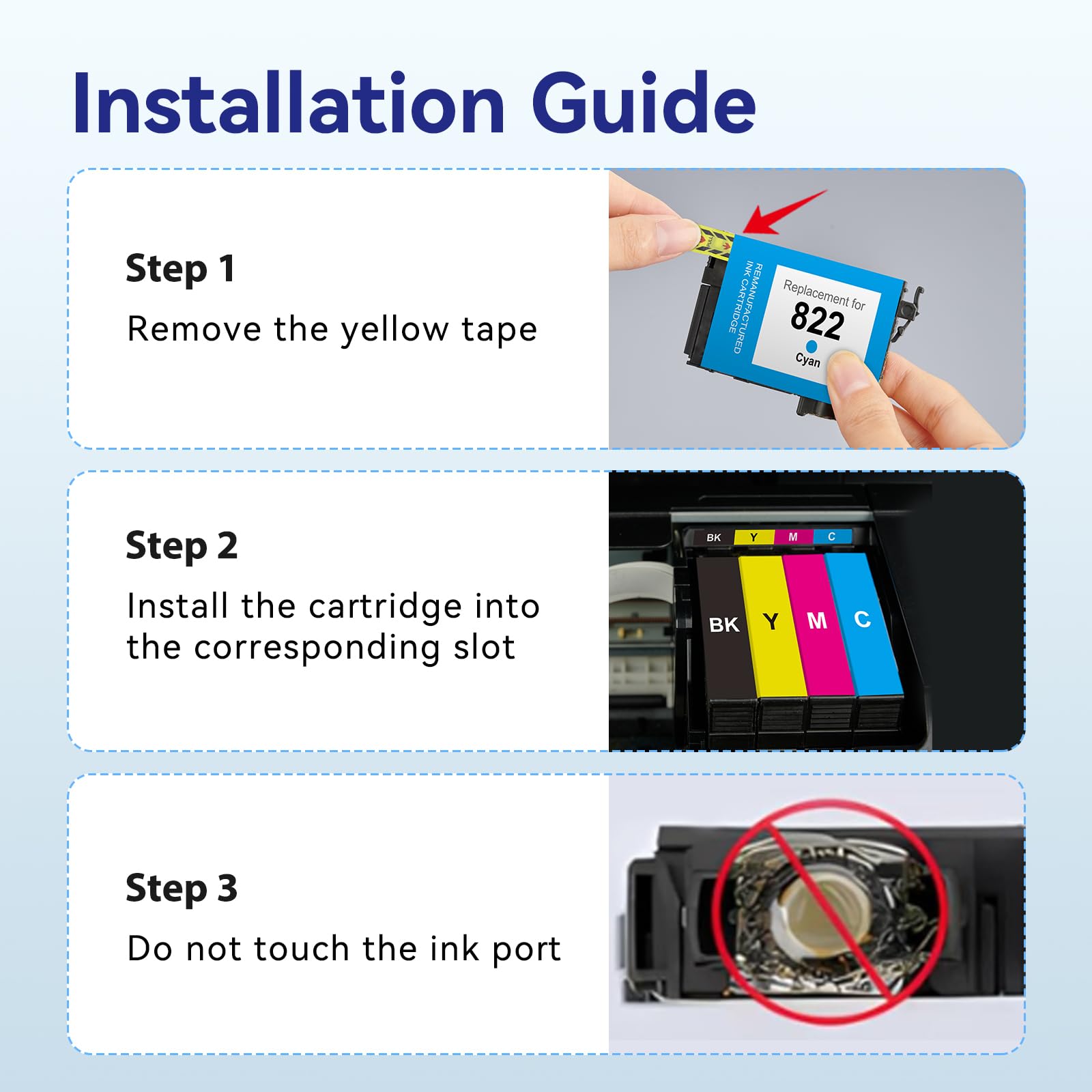 TOKYOINK 822XL Ink Cartridges Combo Pack Remanufactured