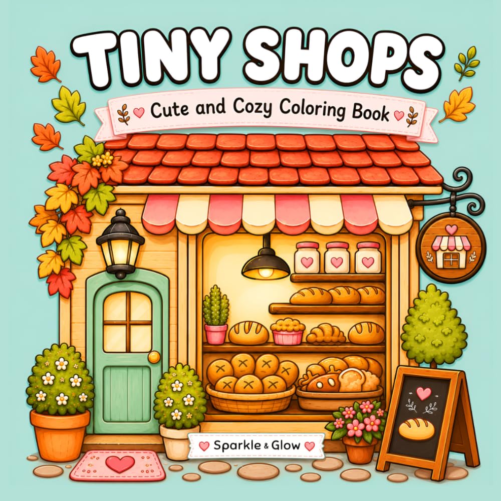 Tiny Shops: Cute and Cozy Coloring Book for Adults and Teens with Adorable Shops, Charming Storefronts, and Relaxing Designs