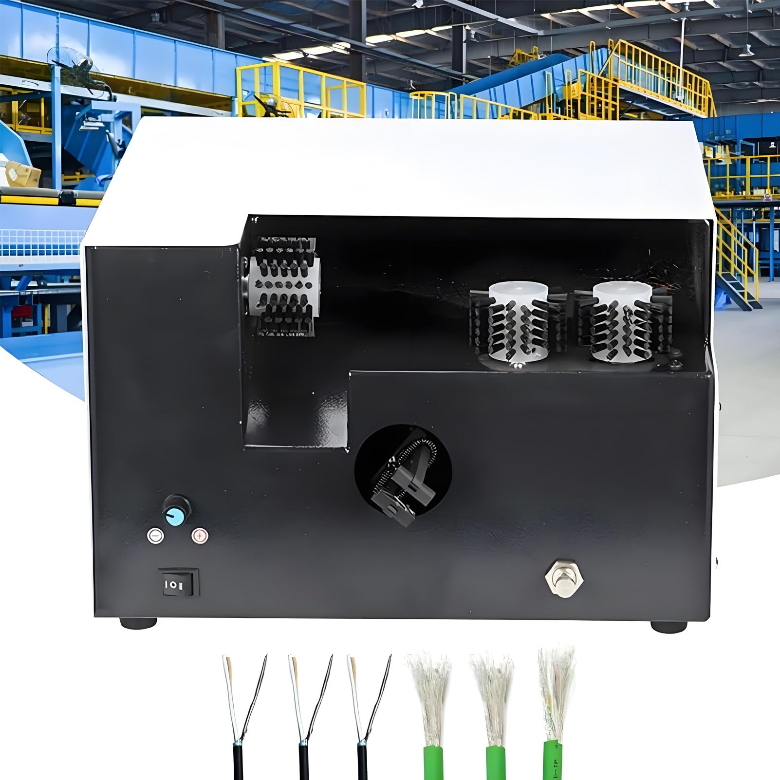 Macchina per intrecciare Cavi Automatica ad Alta velocità con 3 spazzole, Regolabile per Fili da 5-60 mm, spazzolatura Professionale della Treccia di schermatura, Torsione Pneumatic-110V