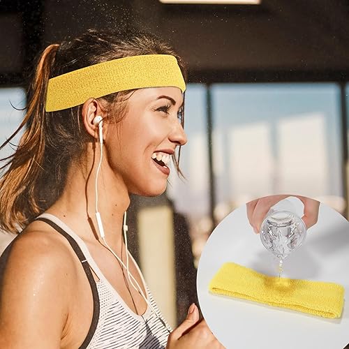 Miniatura 5 de 12 diademas deportivas para hombres y mujeres, banda de algodón colorido que absorbe la humedad, para ejercicio de gimnasio