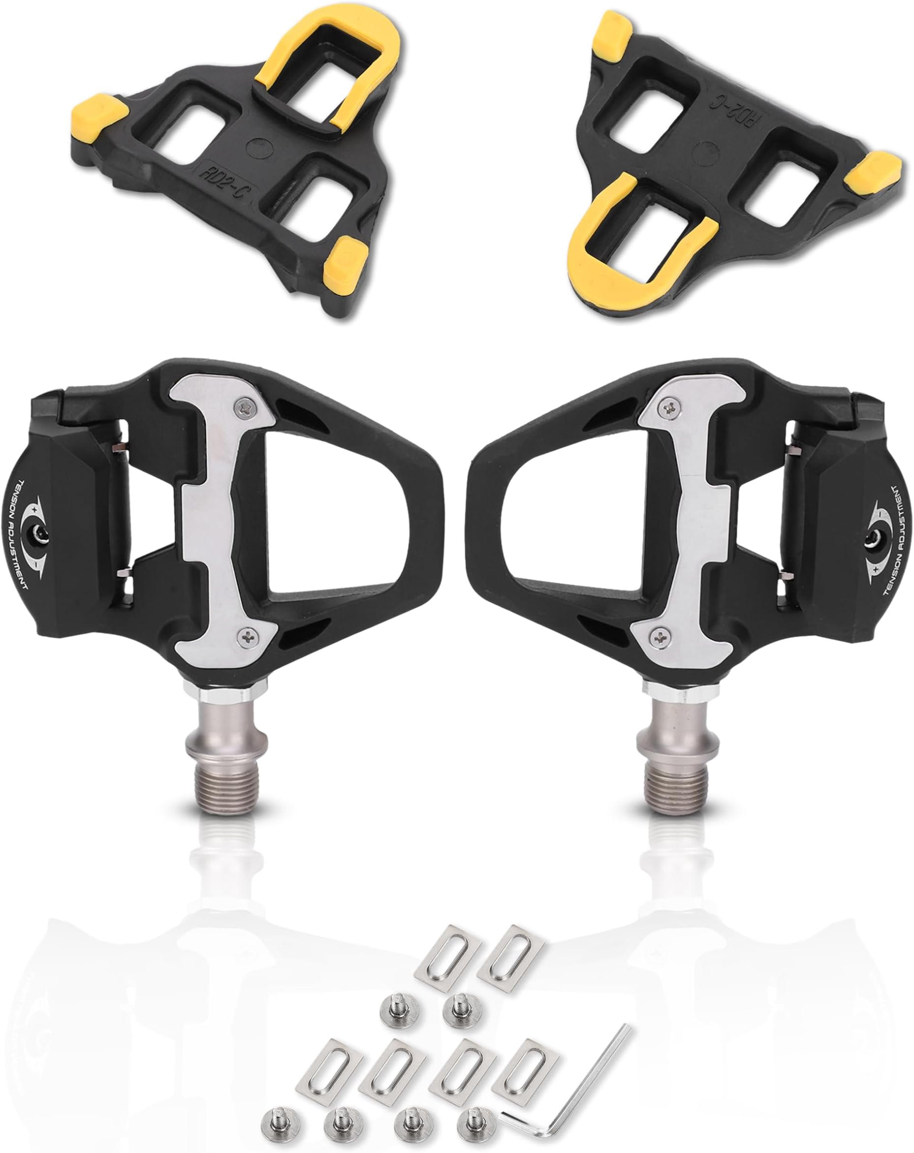 Gugxiom Self-Locking SPDSL Cycling Road Pedals, Aluminum Alloy, 9/16 Thread Size, Modern Style, Road Bike Pedal, Corrects Posture, Easy to Install