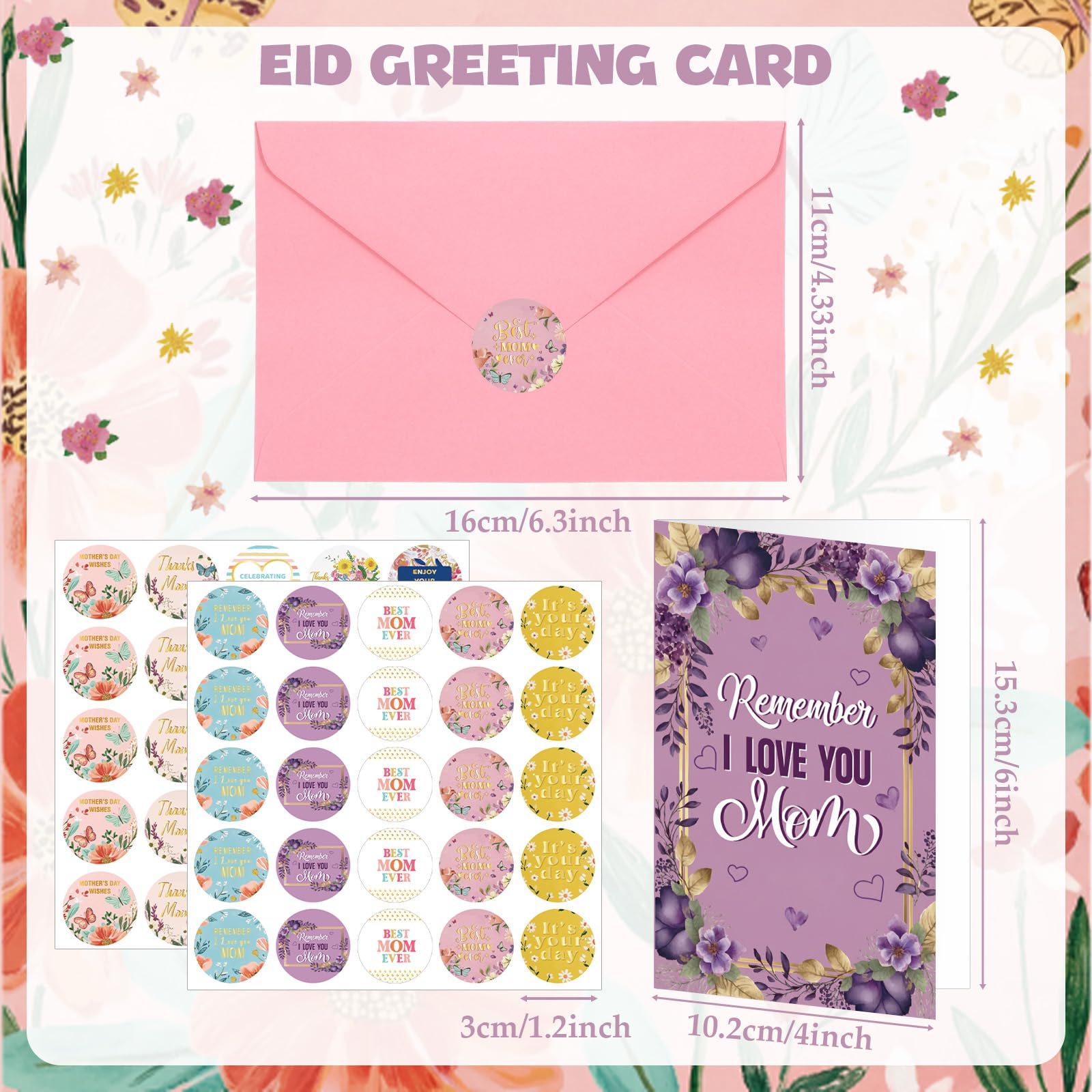 Yeaqee Lot de 100 cartes assorties en vrac avec enveloppes et autocollants, cartes de vœux pliées pour cadeaux de fête (momie)