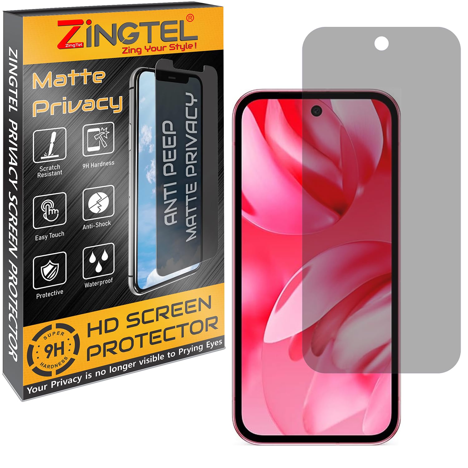 Privacy Matte Screen Guard Compatible with Google Pixel 9A, Anti Glare, Anti UV, Anti Spy Screen Protector, Fiber Anti-Peep Screenguard, Not a Tempered Glass